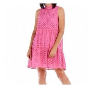 Mud Pie Women's Pink Biles Eyelet Dress Size Large